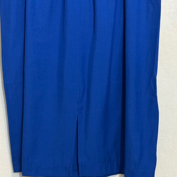 B-278 Reina Vintage 80s Blue Embroidered Puffy Sleeve Skirt Set Size 12 - Picture 15 of 16